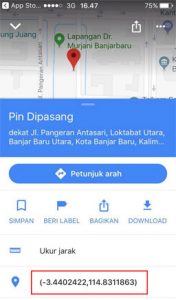 titik koordinat di google map iphone