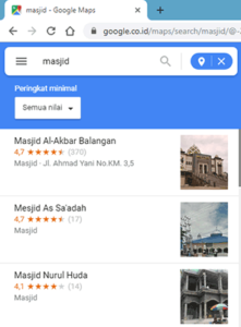 pencarian masjid di google maps