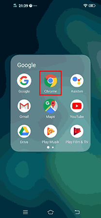 icon google chrome di handphone
