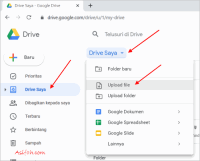 cara upload file ke google drive
