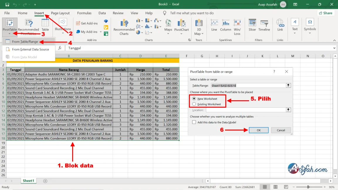 Cara Membuat Pivot Tabel Excel