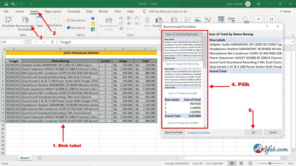 Cara Membuat Pivot Table di Excel